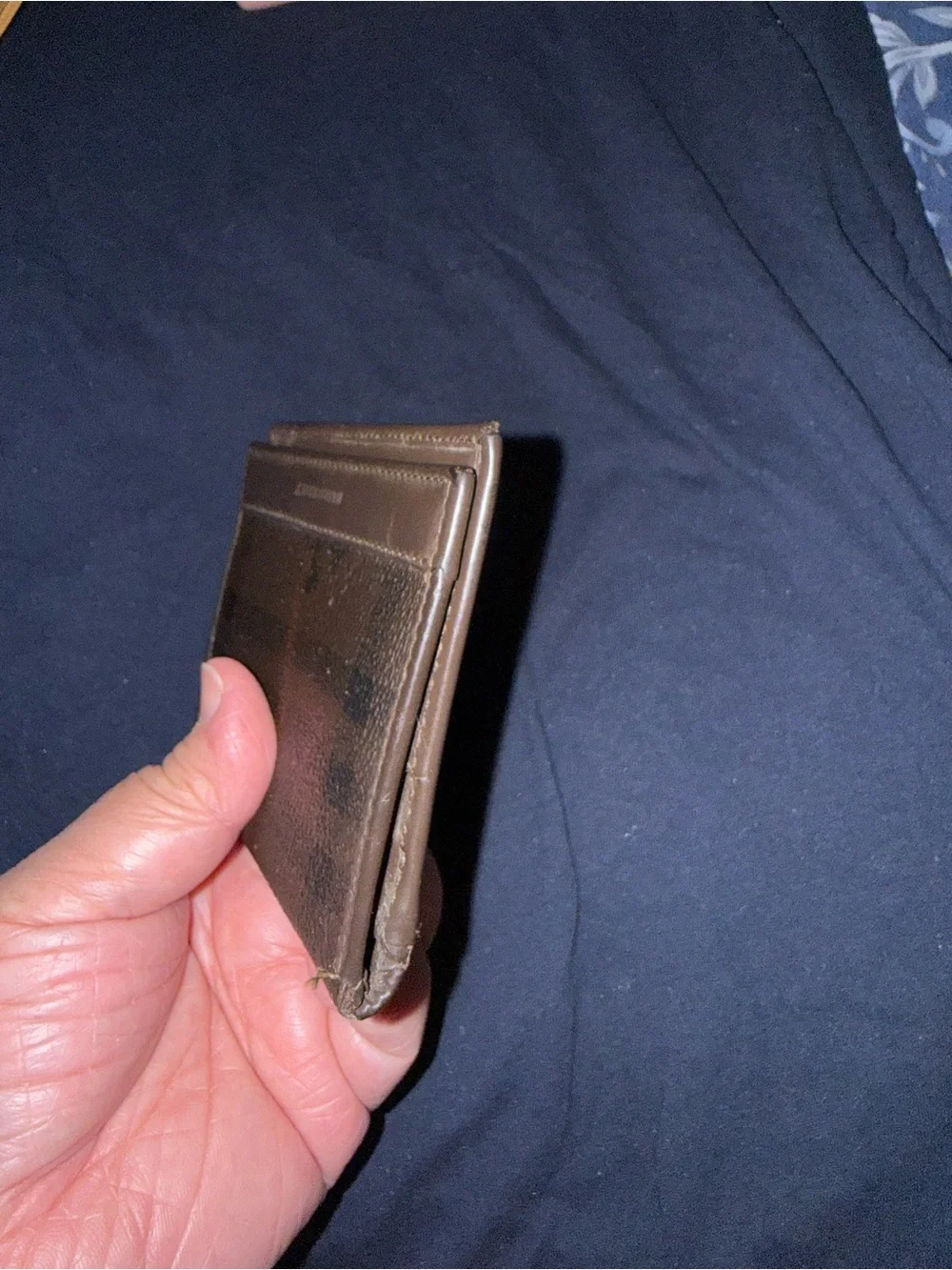 Burberry Dark Brown Leather Fold Wallet
